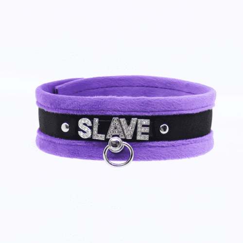 Col016B DiamantÃ© Word Collar Slave Purple - Club X