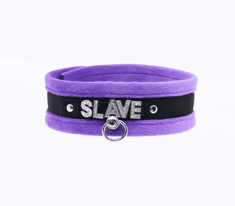 Col016B DiamantÃ© Word Collar Slave Purple - Club X