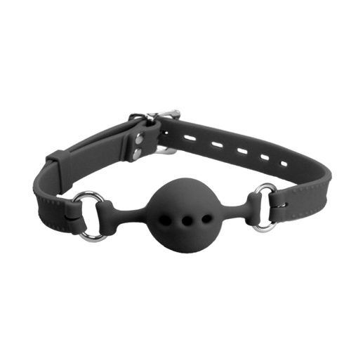 Gag011 Silicone Gag With Breathable Ball Black - Club X