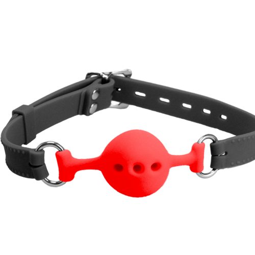 Gag011A Silicone Gag W/ Petite Breathable Ball Black/Red - Club X