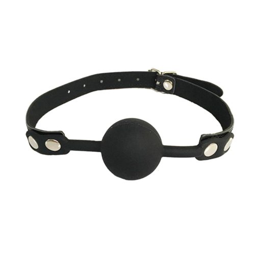 Gag006 Faux Leather Gag With Silicone Ball Black - Club X