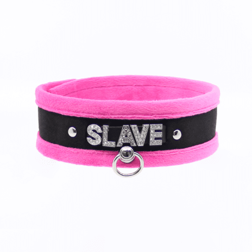 Col016B DiamantÃ© Word Collar Slave Pink - Club X