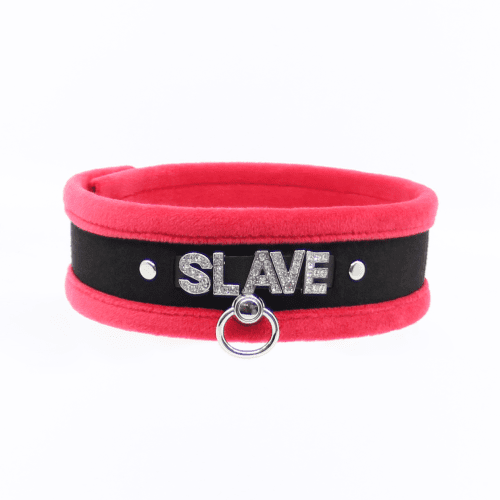 Col016B DiamantÃ© Word Collar Slave Red - Club X