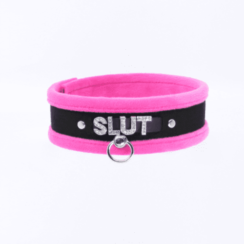 Col016C DiamantÃ© Word Collar Slut Pink - Club X