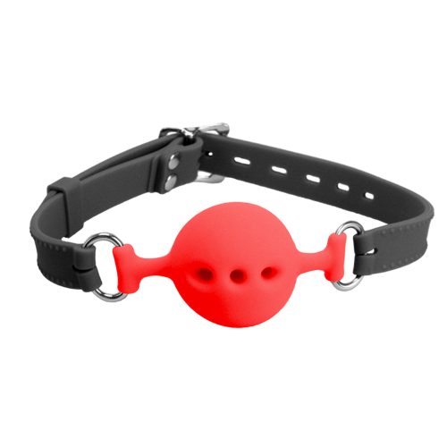 Gag011 Silicone Gag With Breathable Ball Black/Red - Club X