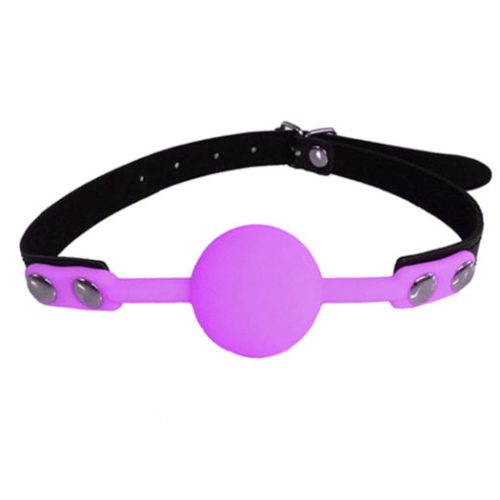 Gag006 Faux Leather Gag With Silicone Ball Purple - Club X